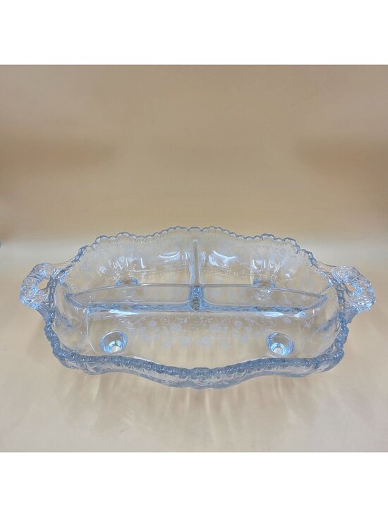 Cambridge Other - Cambridge Glass 3500/64 Elaine Etch Clear 3 Part Relish Dish 4 Toed